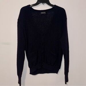 Peruvian Connection Button Front Cardigan with 2 Front Patch Pockets Size Large